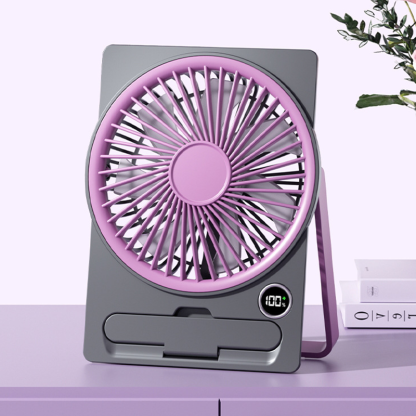 Powerful Breeze Slim Card Fan - 6 Speed, USB Charging and Cell Phone Holder