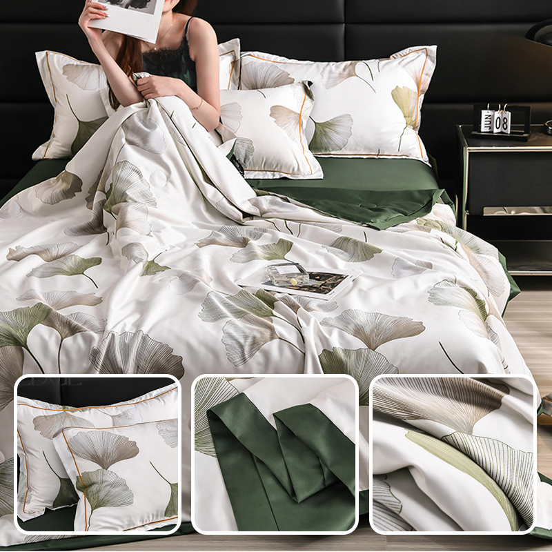 Cooling Breathable Floral Bed Sheet 4-Piece Set