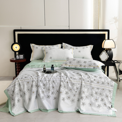 Cooling Breathable Floral Bed Sheet 4-Piece Set