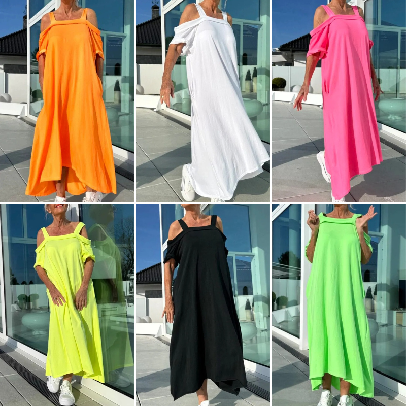 🌈 Women's Maxi Dress With Open Shoulders