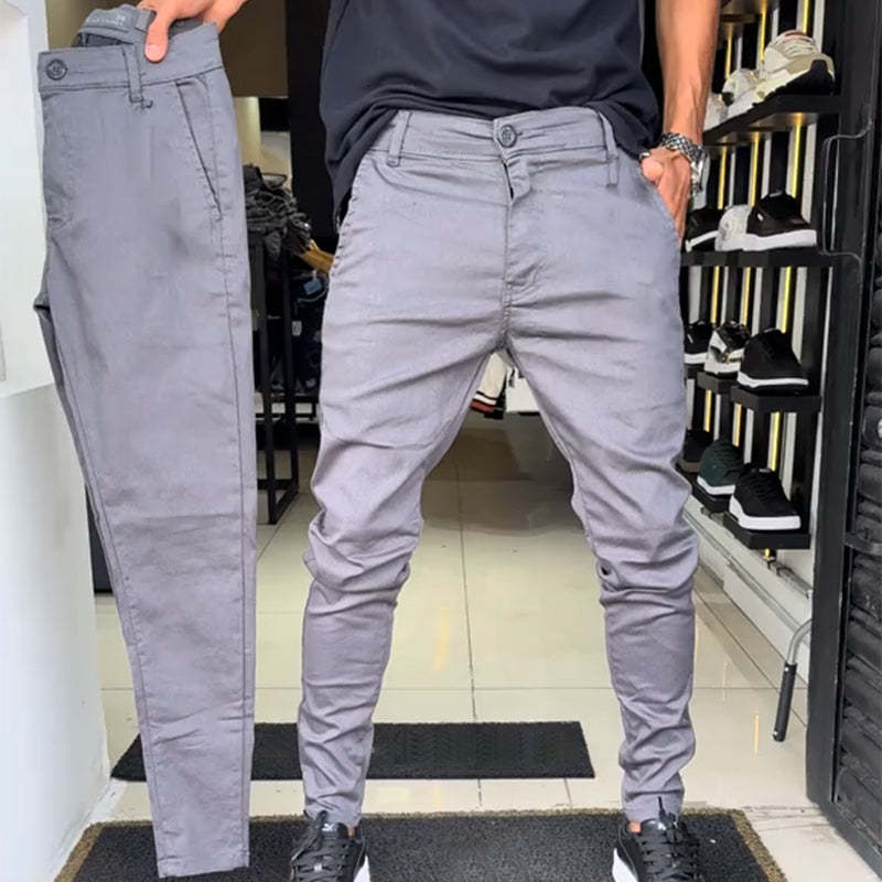Men’s Slim-Fit Casual Solid Color Pants