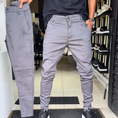 Men’s Slim-Fit Casual Solid Color Pants