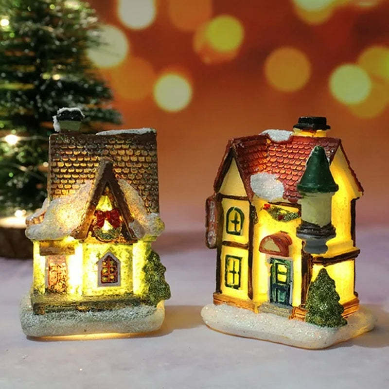 Miniature LED Lighted Christmas Village House