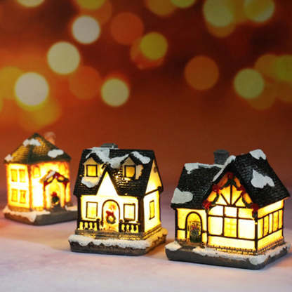 Miniature LED Lighted Christmas Village House