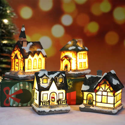 Miniature LED Lighted Christmas Village House