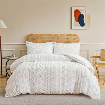 3-Piece Cutwork Tufted Bedding Set