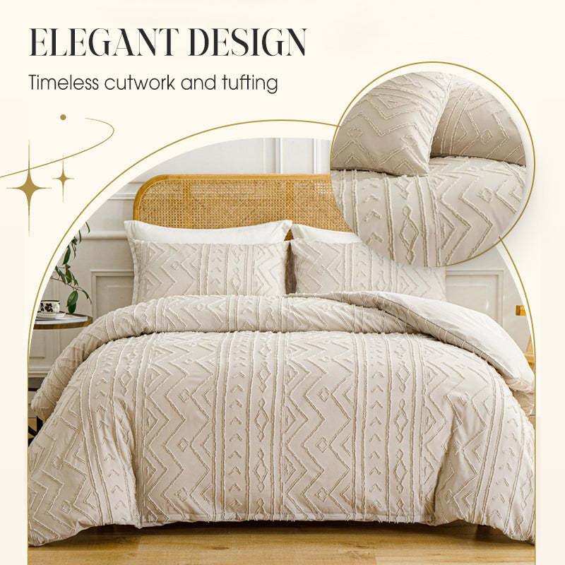 3-Piece Cutwork Tufted Bedding Set