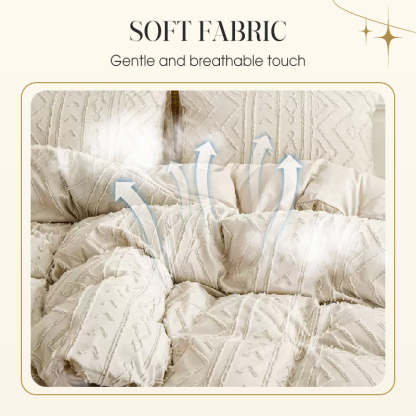 3-Piece Cutwork Tufted Bedding Set