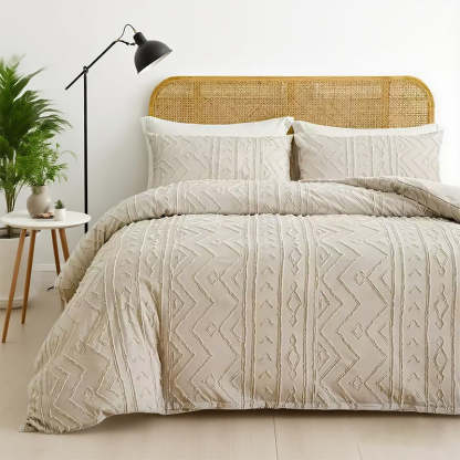 3-Piece Cutwork Tufted Bedding Set