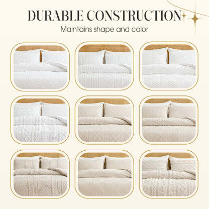 3-Piece Cutwork Tufted Bedding Set