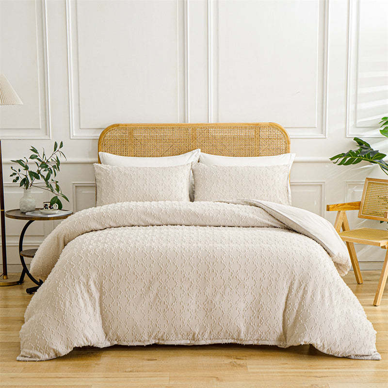 3-Piece Cutwork Tufted Bedding Set