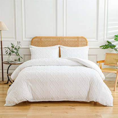 3-Piece Cutwork Tufted Bedding Set