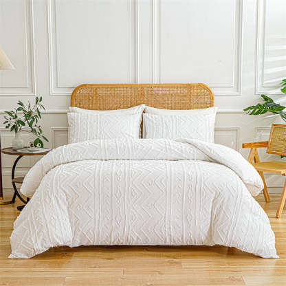 3-Piece Cutwork Tufted Bedding Set