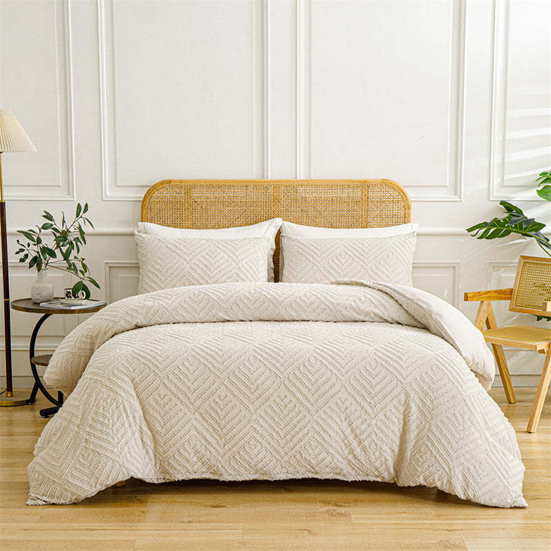 3-Piece Cutwork Tufted Bedding Set