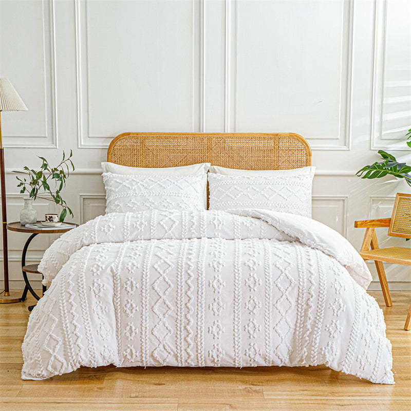 3-Piece Cutwork Tufted Bedding Set