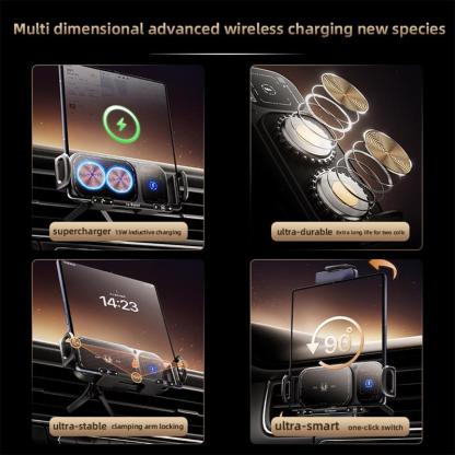 ⚡15W Wireless Fast-Charging Car Phone Mount for Foldable & Regular Smartphones