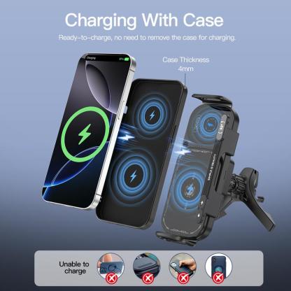 ⚡15W Wireless Fast-Charging Car Phone Mount for Foldable & Regular Smartphones