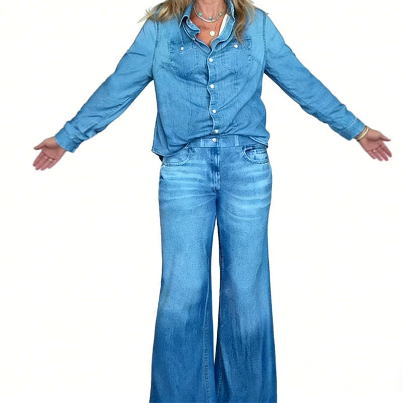 Women’s Faux Denim Pajama 2-Piece Set