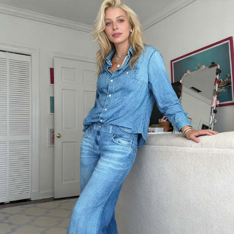 Women’s Faux Denim Pajama 2-Piece Set