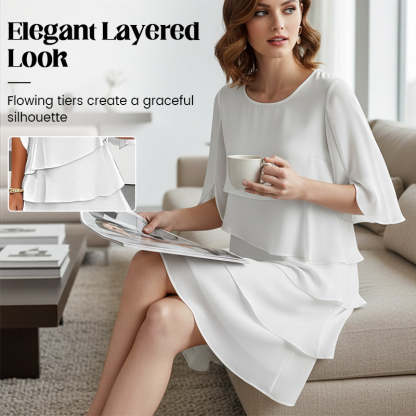 Women's Elegant Layered Ruffle Sleeve Dress