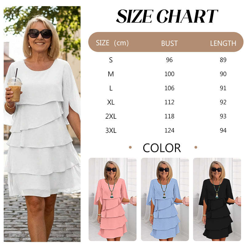Women's Elegant Layered Ruffle Sleeve Dress