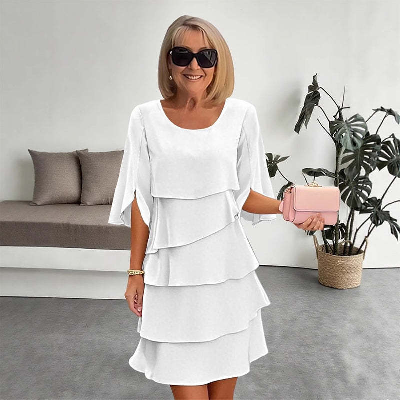 Women's Elegant Layered Ruffle Sleeve Dress