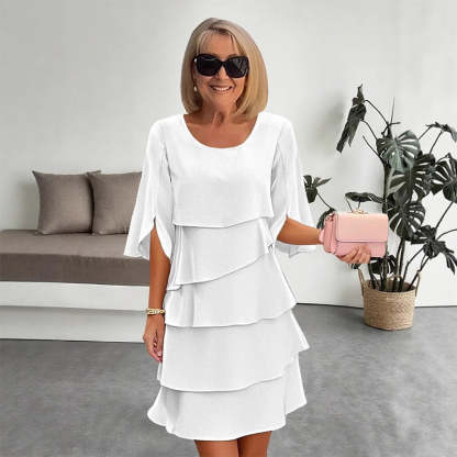 Women's Elegant Layered Ruffle Sleeve Dress