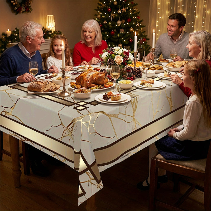 Waterproof Marble-Print Tablecloth