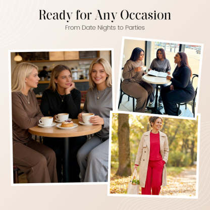 Women's Long Sleeve Top & Wide-Leg Pants 2-Piece Set