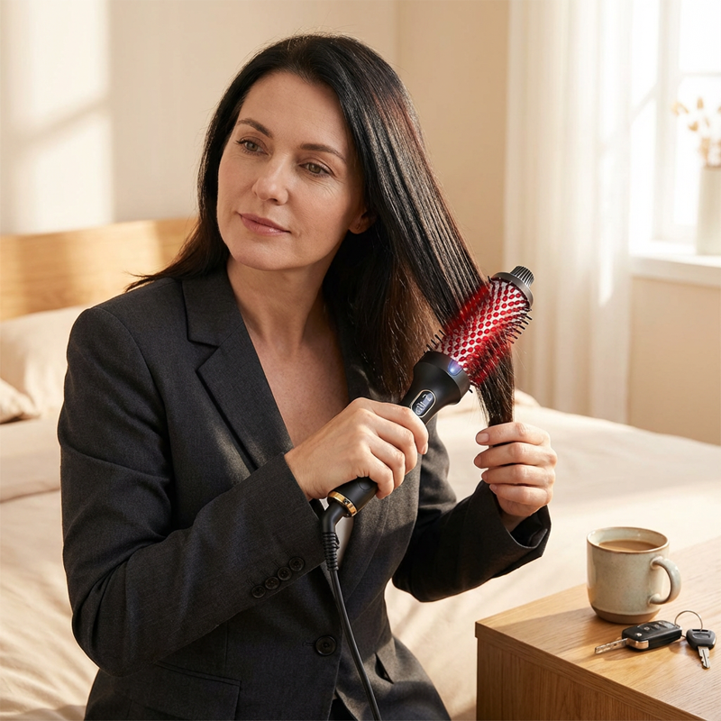 2-in-1 Hair Straightener & Curler Heated Comb