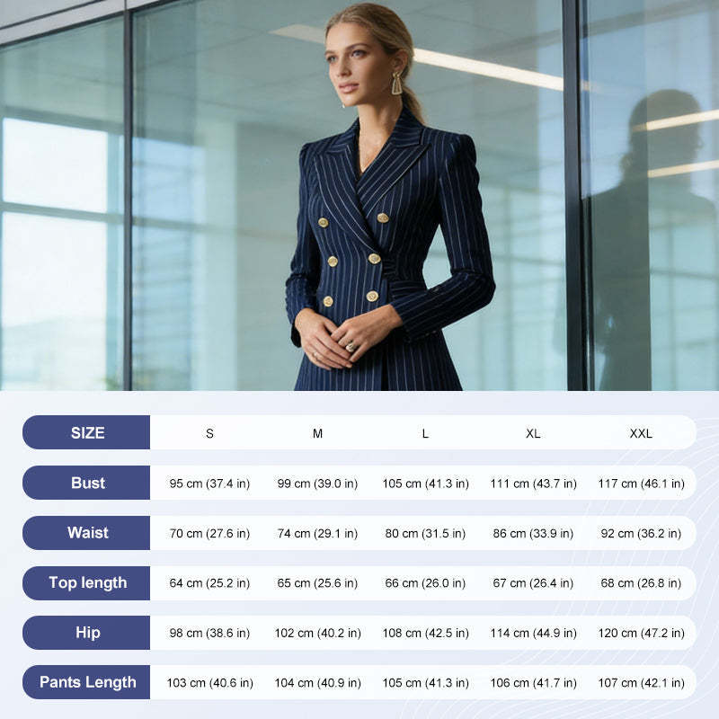 💞50K+ SOLD!🍂Women's Pinstripe Double-Breasted Suit Set