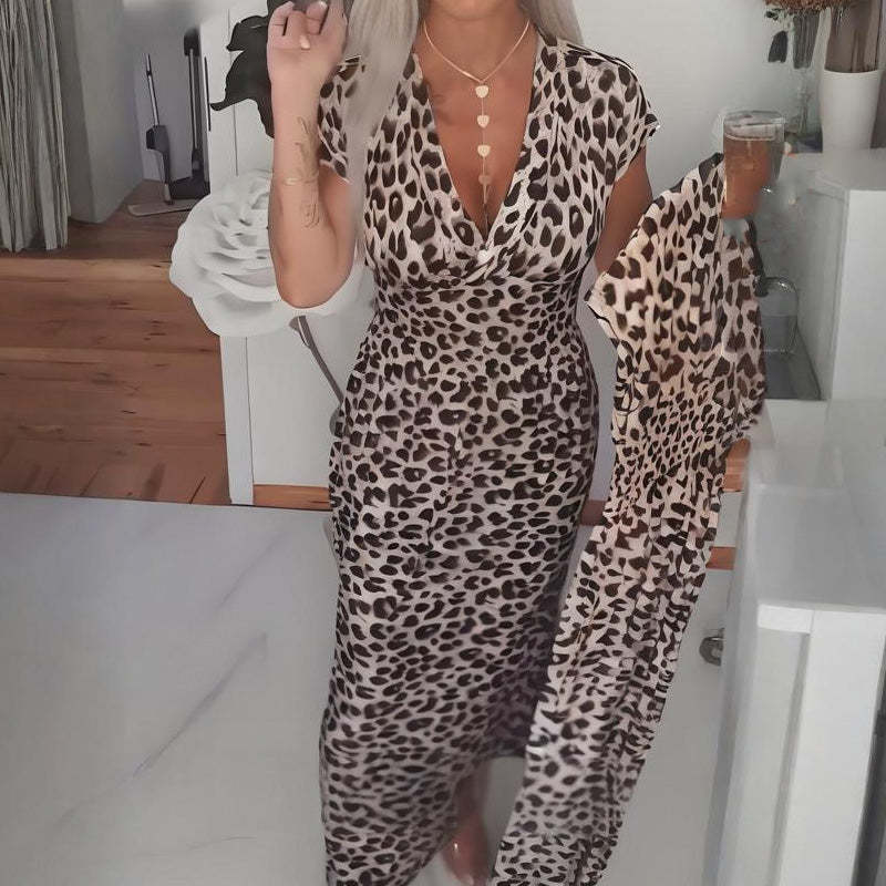 👗Women's V-Neck Leopard Print Dress