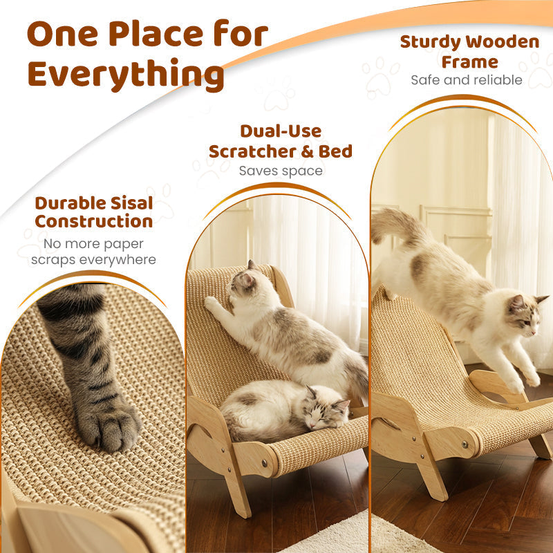 2-in-1 Sisal Cat Scratcher Lounger | Space-Saving & Durable 🐱
