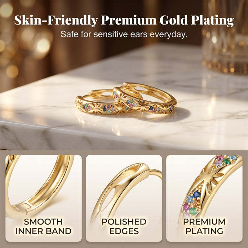 Sparkling Zircon Hollow Hoop Earrings