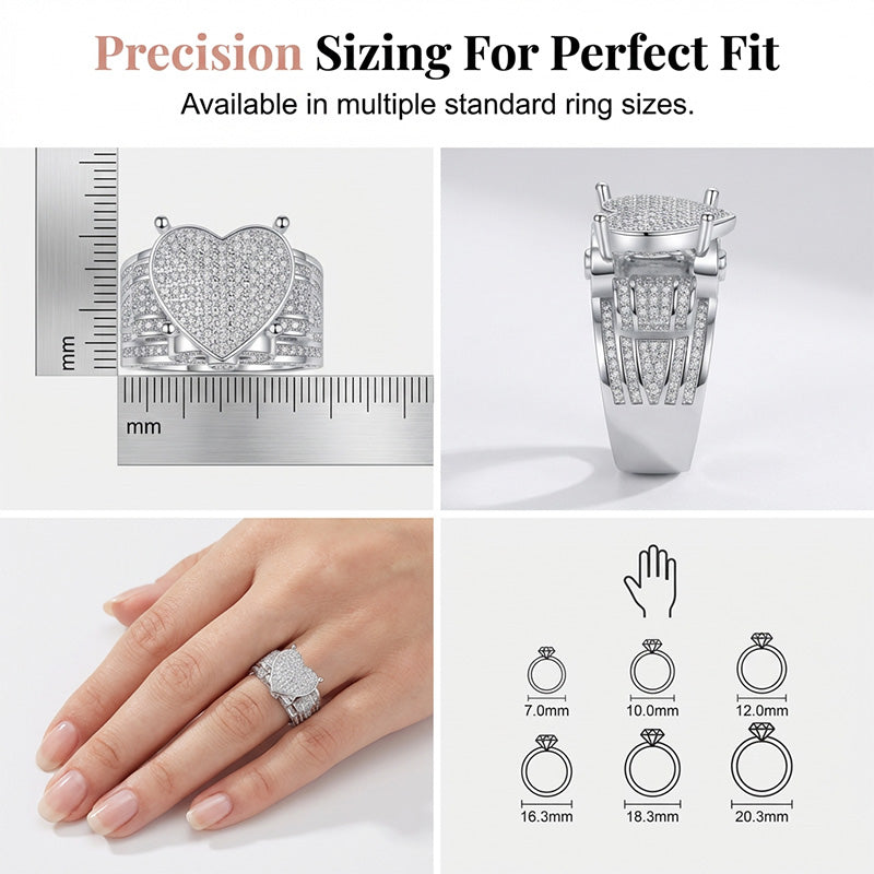 Sparkling Heart-Shaped Ring for Women
