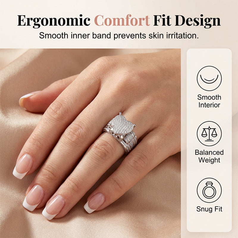 Sparkling Heart-Shaped Ring for Women