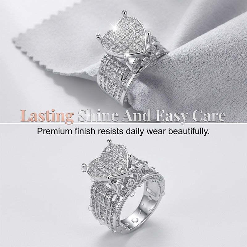 Sparkling Heart-Shaped Ring for Women