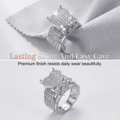 Sparkling Heart-Shaped Ring for Women