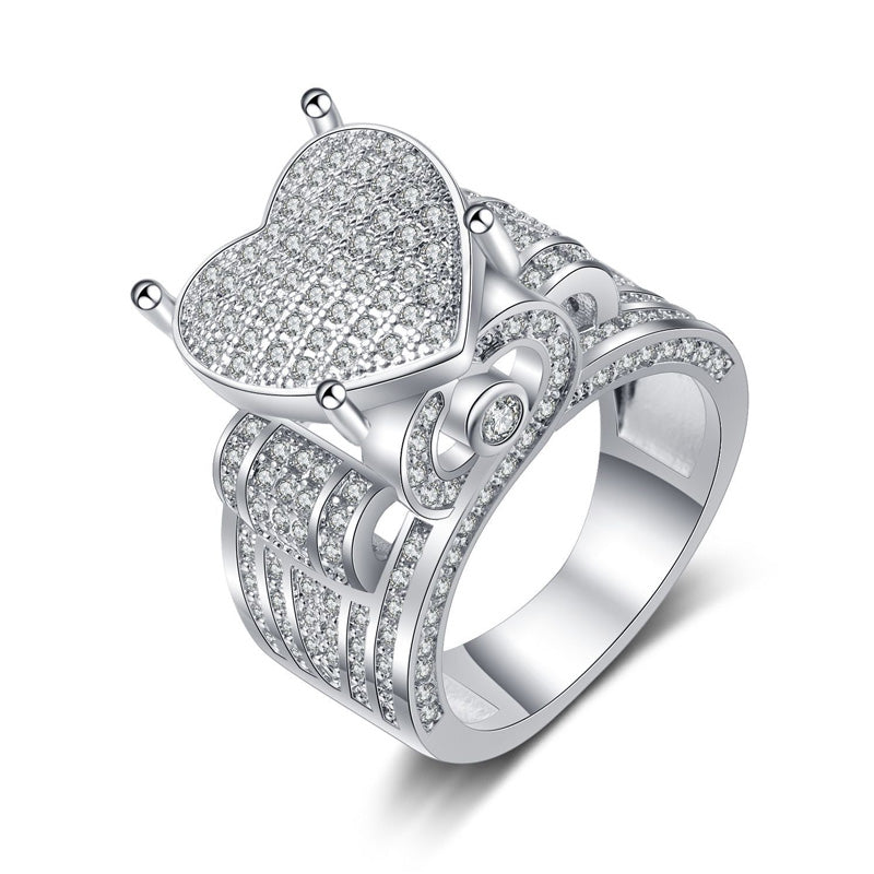 Sparkling Heart-Shaped Ring for Women