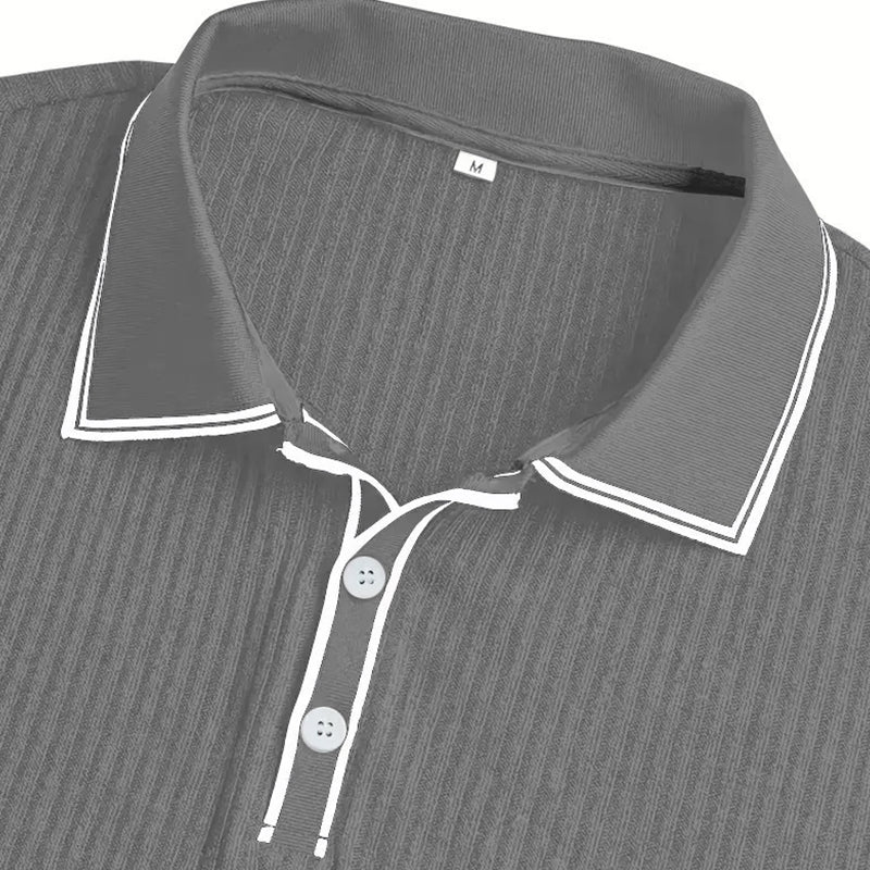 👔 Summer Casual Short Sleeve Polo Shirt – Premium Knit, Contrast Tipping, Breathable 🌴