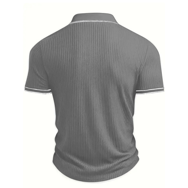 👔 Summer Casual Short Sleeve Polo Shirt – Premium Knit, Contrast Tipping, Breathable 🌴