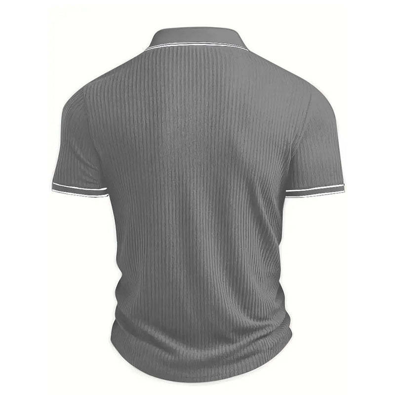 👔 Summer Casual Short Sleeve Polo Shirt – Premium Knit, Contrast Tipping, Breathable 🌴