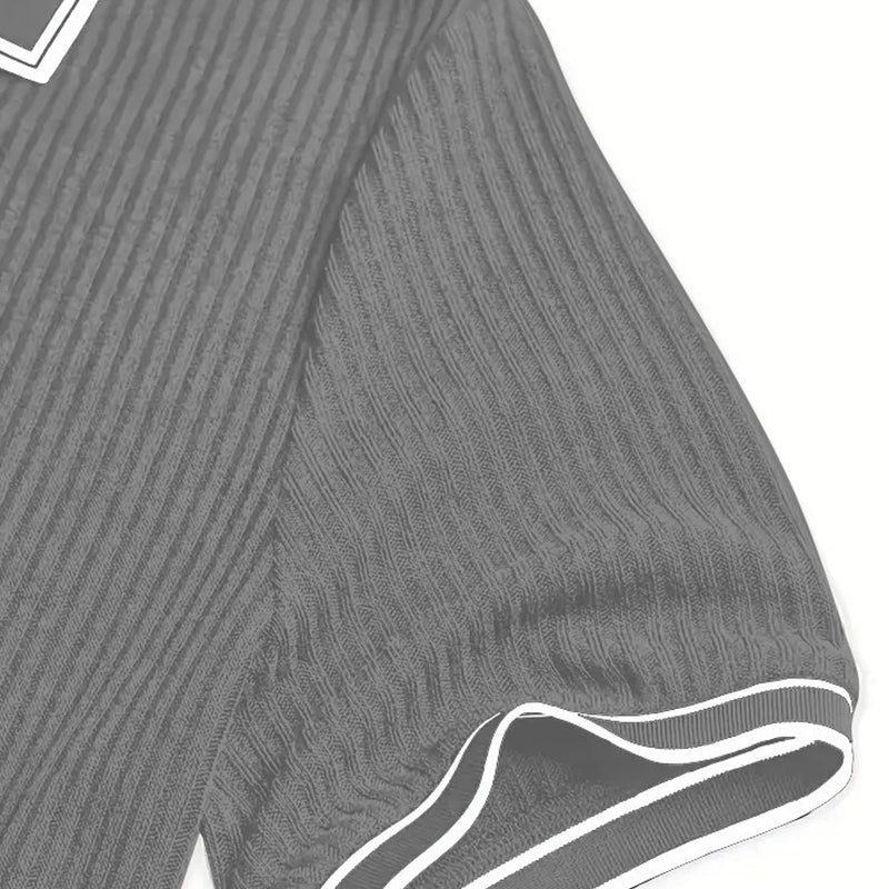 👔 Summer Casual Short Sleeve Polo Shirt – Premium Knit, Contrast Tipping, Breathable 🌴