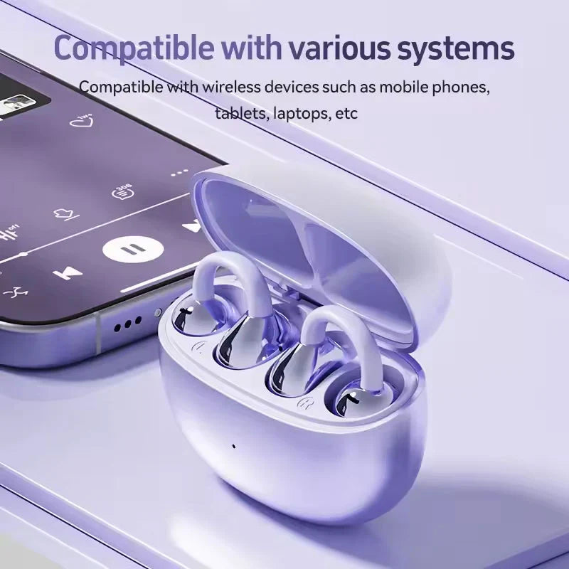 🎧 Bluetooth 5.4 Clip-On Open Ear Earbuds with Noise Cancelling – AI Noise Cancelling 🎶