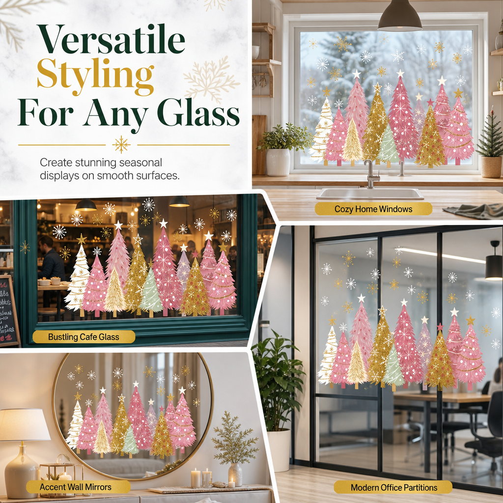Christmas clings on windows mirrors and glass partitions