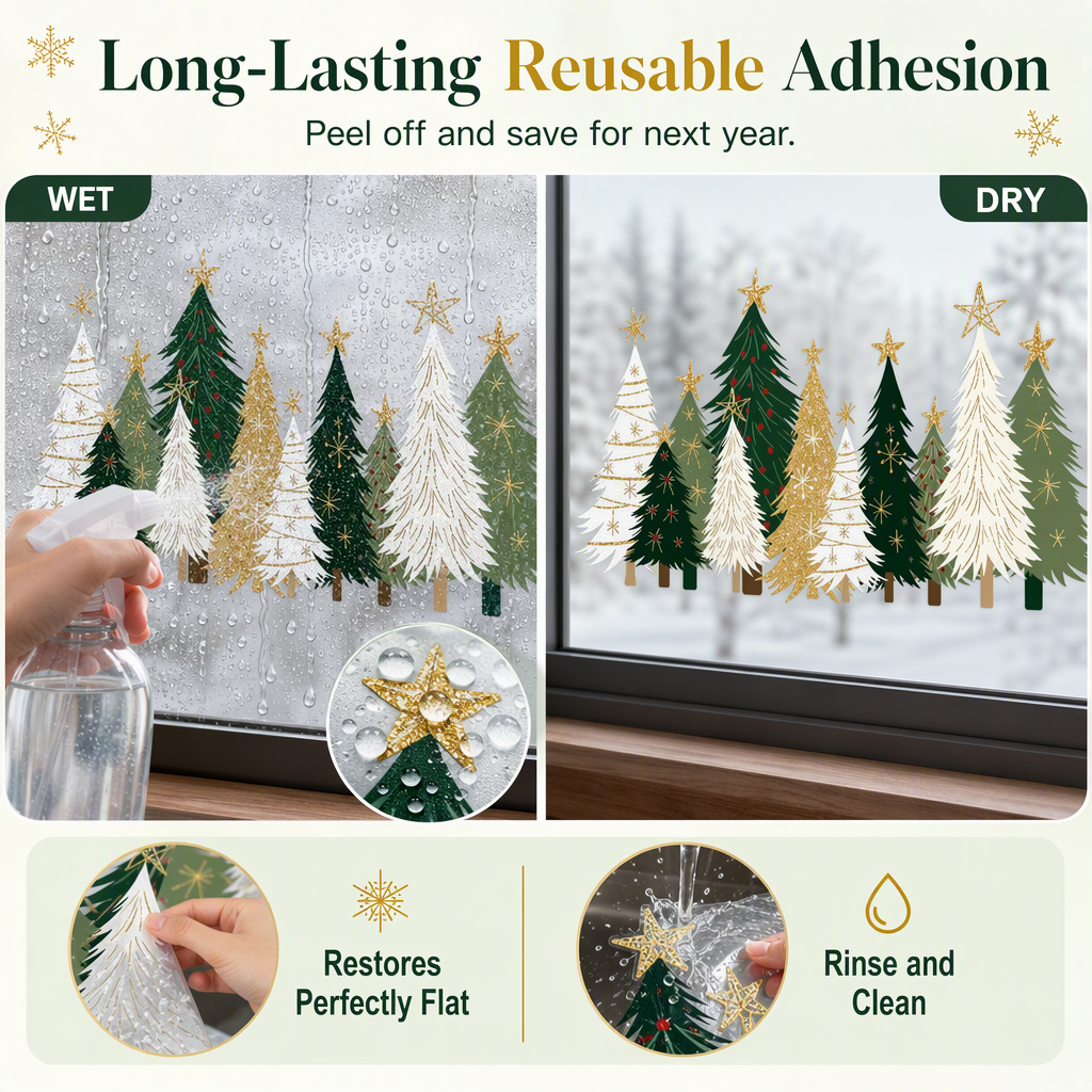 Reusable Christmas static window decorations