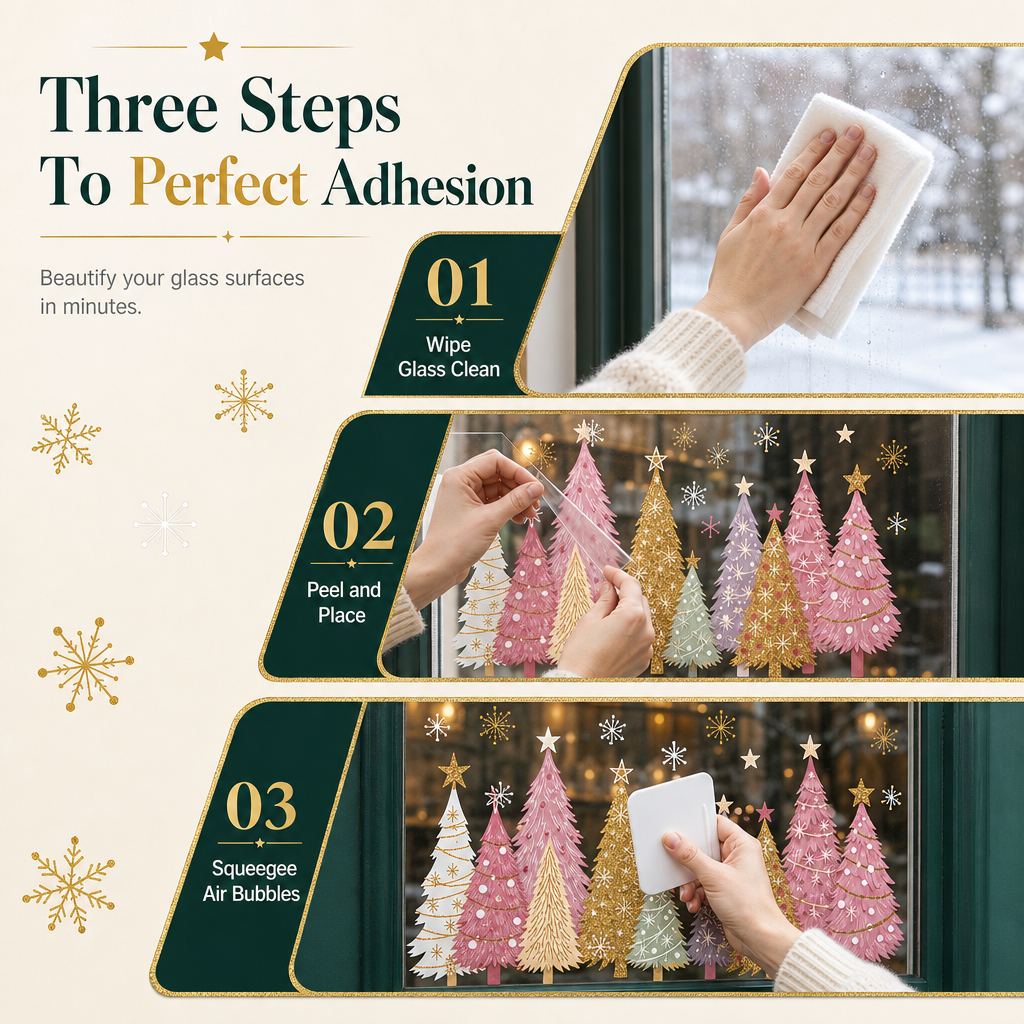 How to apply Christmas window clings