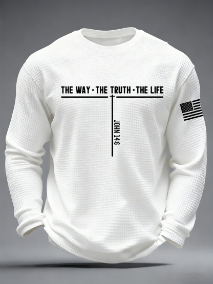 Men's Jesus The Way The Truth The Life Cross Waffle Long Sleeve T-Shirt