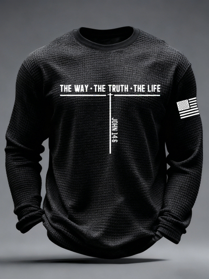 Men's Jesus The Way The Truth The Life Cross Waffle Long Sleeve T-Shirt