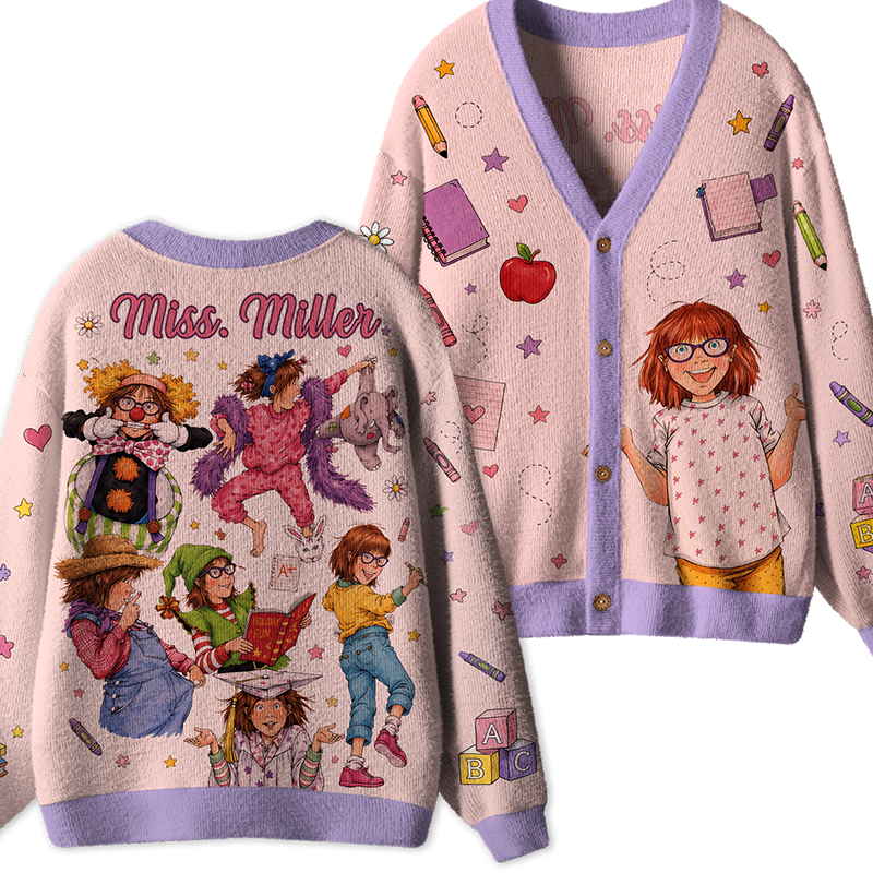 Personalized Name Children's Book Girl Teacher Ugly Cardigan Sweaters